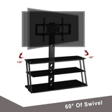 Black Multi-Function Angle And Height Adjustable Tempered Glass  TV Stand