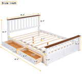 Queen Size Wood Platform Bed with Two Drawers and Wooden Slat Support