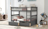 Full over Full Bunk Bed with Drawers, Convertible Beds