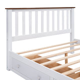 Queen Size Wood Platform Bed with Two Drawers and Wooden Slat Support