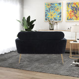 Black Modern Chenille Loveseat Sofa