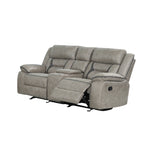 Grey Reclining Leather Upholstered Loveseat