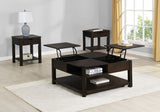 Flora 3 Piece Dark Brown Lift Top Coffee and End Table Set