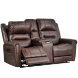 Leather Brown Reclining Loveseat sofa