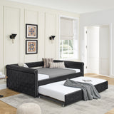 Daybed with Trundle Upholstered Tufted Sofa Bed