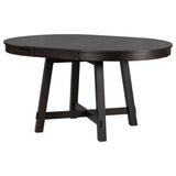 Round Extendable Dining Table with 16" Leaf Wood Kitchen Table (Espresso)