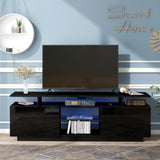 ON-TREND Modern TV Stand for TVs up to 65inches with LED lights, 16 Colors, for Livingroom, Bedroom, Black  (OLD SKU: WF280706AAB)