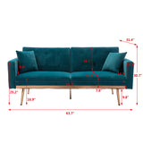 Teal Velvet Sofa