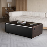 Brown Modern Smart Coffee Table with Built-in Fridge