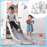 Kids Slide with Bus Play Structure Climber, Freestanding Bus Climber with Slide for Toddlers, Bus Climber Slide Set with Basketball Hoop
