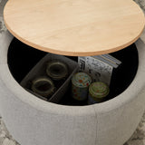 Round Storage Ottoman, 2 in 1 Function, Work as End table