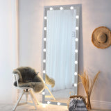 Modern Wall Full Length Mirror with LED Bulbs with Touch Control and 3 color Lights