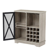 JHX Single door wine cabinet with 16 wine storage compartments (Gray, 31.50" W*13.78" D*35.43" H)