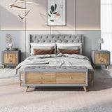 Queen 4-Piece Bedroom Set Upholstered Platform Bed with Two Nightstands