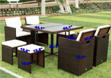 Patio Dining Set Outdoor Space Saving Rattan Chairs with Glass Table Patio Furniture Sets Cushioned Seating and Back Sectional Conversation Set