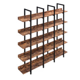 5 Tier Bookcase Home Office Open Bookshelf, Vintage Industrial Style Shelf with Metal Frame, MDF Board