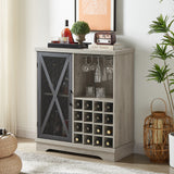 JHX Single door wine cabinet with 16 wine storage compartments (Gray, 31.50" W*13.78" D*35.43" H)