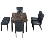 6-piece Faux Marble Dining Table Set