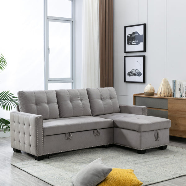 Reversible Sectional Storage Sleeper Sofa Bed