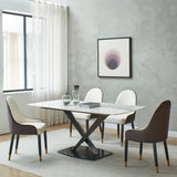 Sintered stone dinning table with 6 pcs Chairs - Carrara white color