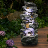 Resin Floor Rock Water Fall Fountain With Light