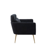 Black Modern Chenille Loveseat Sofa