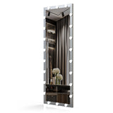 Modern Wall Full Length Mirror with LED Bulbs with Touch Control and 3 color Lights