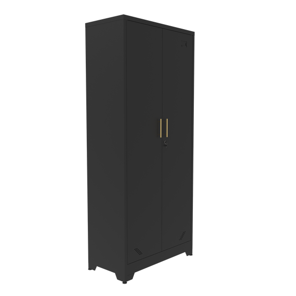 Metal Storage Cabinet,Storage Cabinet with Doors and Shelves,Garage Storage Cabinet with Lock for Office,Home,Garage,Gym,School 72.8”H×31.5”W×15.7”D (Black)