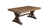 Dining Table, Gray Fabric, Rustic Brown & Oak