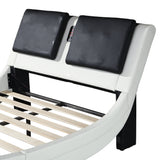 Faux Leather Upholstered Platform Bed Frame with led lighting & Bluetooth / massage
