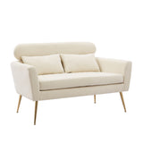 Beige modern Two-Seater Sofa With 2 Throw Pillows