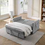 Grey Sofa with Pull-out Bed adjustable back and Two Arm Pocket