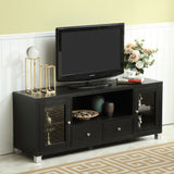 58" TV Stand Console  2 Doors and 2 Drawers -Black