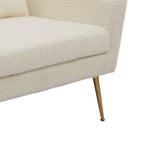 Ivory Modern Two-Seater Sofa With 2 Throw Pillows Gold Metal Legs