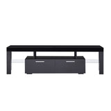 Black morden TV Stand with LED Lights,high glossy front TV Cabinet,can be assembled in Lounge Room, Living Room or Bedroom,color:black