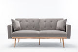 Grey Velvet Sofa with rose gold metal feet