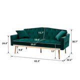 COOLMORE  Velvet  Sofa , Accent sofa .loveseat sofa with Stainless feet  Green  Velvet