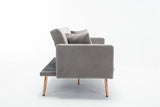 Grey Velvet Sofa with rose gold metal feet