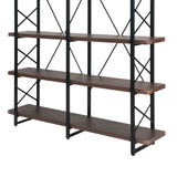 Home Office 5 Tier Bookshelf, X Design Etageres Storage Shelf, Industrial Bookcase for Office with Metal Frame