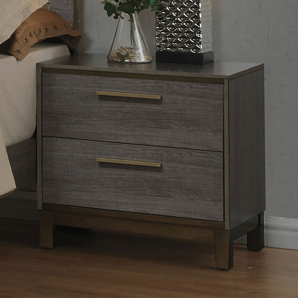 Contemporary 1pc Nightstand Two Tone Antique Gray