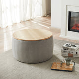 Round Storage Ottoman, 2 in 1 Function, Work as End table