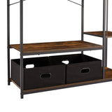 JHX Organized Garment Rack with Storage, Free-Standing Closet System with Open Shelves and Hanging Rod(Rustic Brown,43.7’’w x 15.75’’d x 70.08’’h).