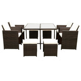 Patio Dining Set Outdoor Space Saving Rattan Chairs with Glass Table Patio Furniture Sets Cushioned Seating and Back Sectional Conversation Set