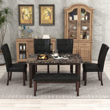 6-piece Faux Marble Dining Table Set