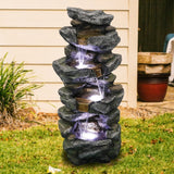 Resin Floor Rock Water Fall Fountain With Light