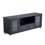 58" TV Stand Console  2 Doors and 2 Drawers -Black