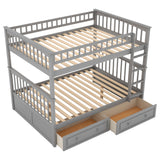 Full over Full Bunk Bed with Drawers, Convertible Beds