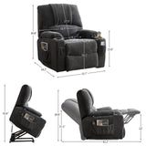 Large size Electric Power Lift Recliner Chair Sofa for Elderly, 8 point vibration Massage and lumber heat, Remote Control, 2 Side Pockets and Cup Holders, cozy fabric overstuffed arm, heavy duty 230LB