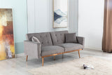 Grey Velvet Sofa with rose gold metal feet