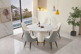 53“ Modern sintered stone round dining table with stainless steel base